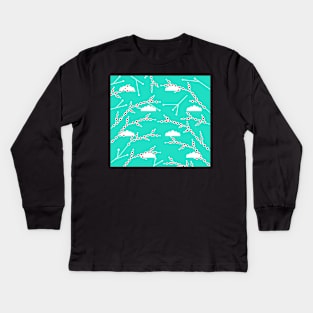 Branches in blue Kids Long Sleeve T-Shirt